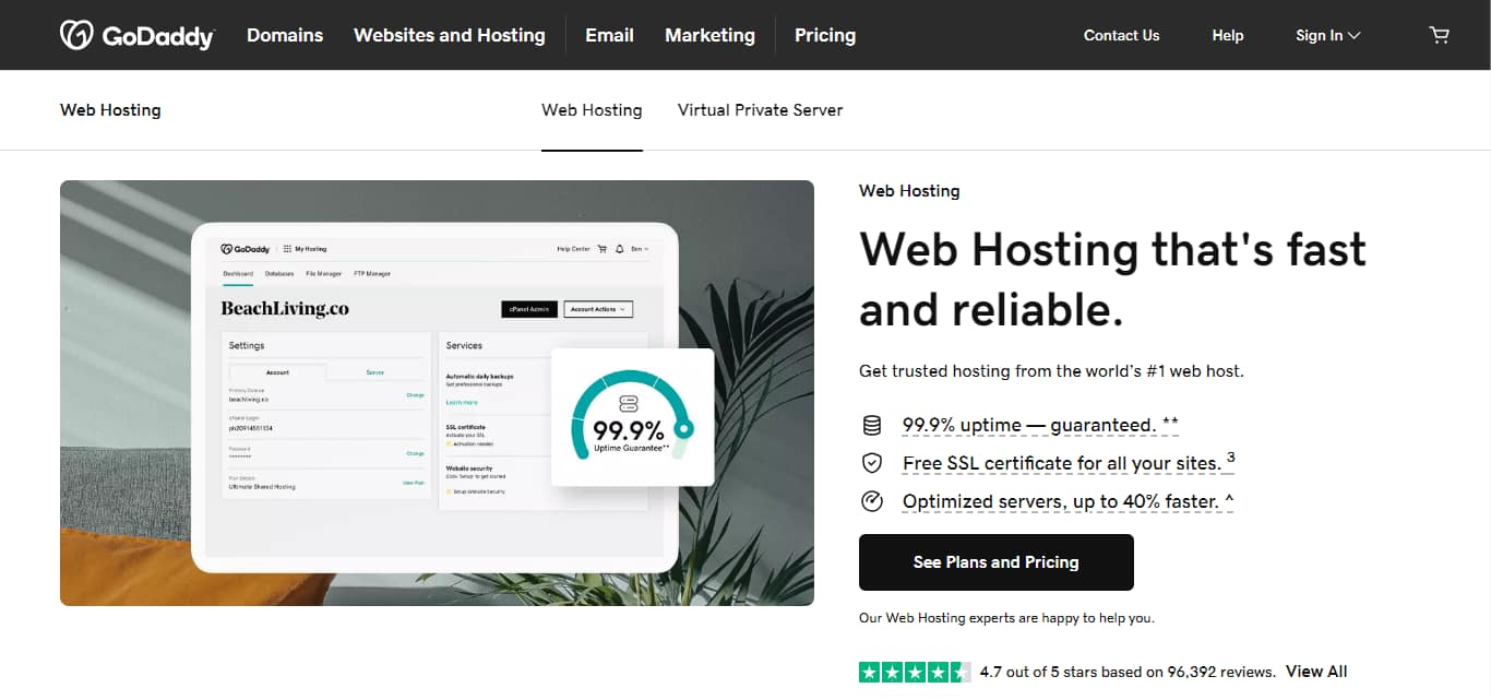 GoDaddy Feature Analysis Hosting features