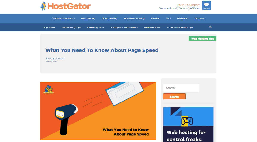 Website Speed HostGator